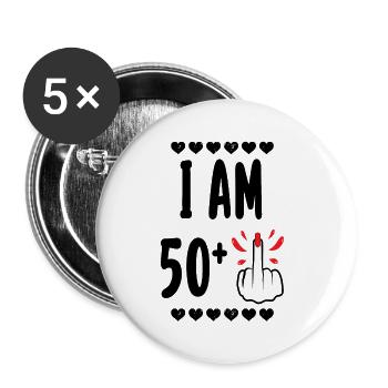 Ich bin 50 plus Bier 51. Geburtstag - Buttons klein 25 mm (5er Pack) - Weiß - Vorne