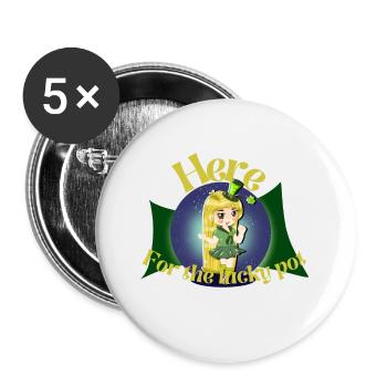 Here For The Lucky Pot - Buttons klein 25 mm (5er Pack) - Weiß - Vorne