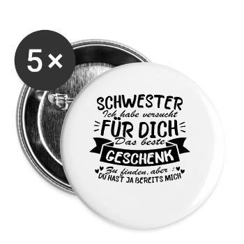 Schwester versucht das beste für dich finden - Buttons klein 25 mm (5er Pack) - Weiß - Vorne