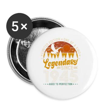 Jahrgang 1945 - Ein legendärer 79. Geburtstag! - Buttons klein 25 mm (5er Pack) - Weiß - Vorne