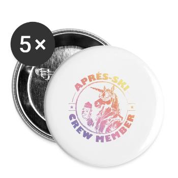 L’équipe d’après-ski licorne dit colorée - Lot de 5 petits badges (25 mm) - blanc - Devant