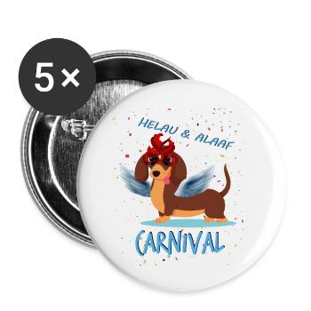 Dachshund, Carnival, Carnival, Helau, Alaaf, Angel - Buttons small 1''/25 mm (5-pack) - white - Front