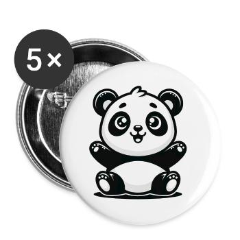 Spielerischer Panda - Niedliches Tierdesign - Buttons klein 25 mm (5er Pack) - Weiß - Vorne