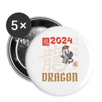 Chinese New Year Year Of The Dragon 2024 - Buttons small 1''/25 mm (5-pack) - white - Front