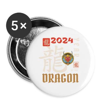 Chinese New Year Year Of The Dragon 2024 - Buttons small 1''/25 mm (5-pack) - white - Front