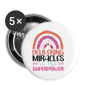 LD Labour And Delivery Nurse - Buttons klein 25 mm (5er Pack) - Weiß - Vorne