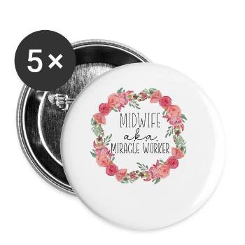 Nurse Midwife Birth Worker Midwife - Buttons klein 25 mm (5er Pack) - Weiß - Vorne