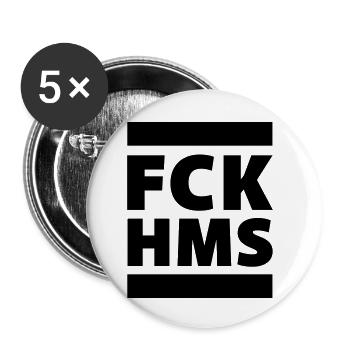 FCK HMS solidarität gegen antisemitismus - Buttons klein 25 mm (5er Pack) - Weiß - Vorne
