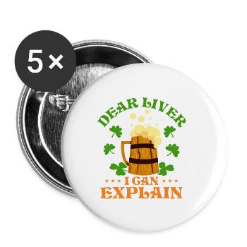 Dear Liver I Can Explain - Buttons klein 25 mm (5er Pack) - Weiß - Vorne