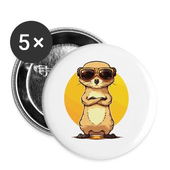 Erdmännchen Mit Sonnenbrille Meerkat - Buttons klein 25 mm (5er Pack) - Weiß - Vorne