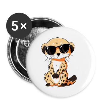 Erdmännchen Mit Sonnenbrille Meerkat - Buttons klein 25 mm (5er Pack) - Weiß - Vorne