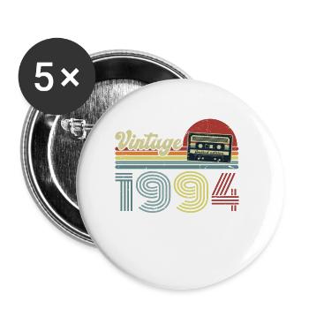 Millésime 1994 Vintage Anniversaire Rétro - Lot de 5 petits badges (25 mm) - blanc - Devant