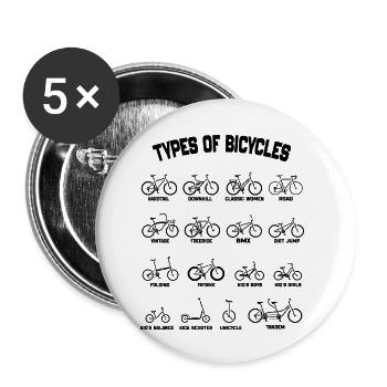 Arten von Fahrrädern - Arten von Fahrrädern - Buttons klein 25 mm (5er Pack) - Weiß - Vorne