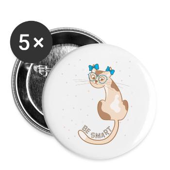 Cat, be smart - Buttons small 1''/25 mm (5-pack) - white - Front