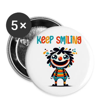 Keep Smiling - Buttons klein 25 mm (5er Pack) - Weiß - Vorne