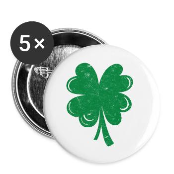 Trèfle à quatre feuilles - Lot de 5 petits badges (25 mm) - blanc - Devant