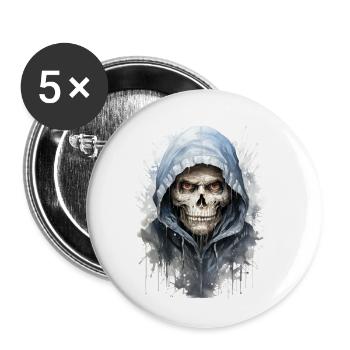 Skull for a grunge look - Buttons small 1''/25 mm (5-pack) - white - Front