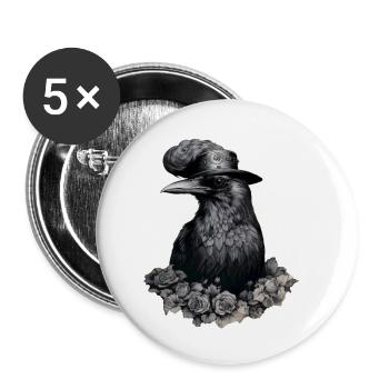 Steampunk Raven - Buttons small 1''/25 mm (5-pack) - white - Front