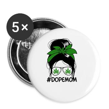 Dop Mama Messy Bun Marihuana Raucher Mutter - Buttons klein 25 mm (5er Pack) - Weiß - Vorne