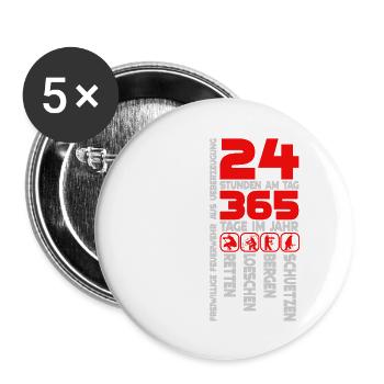 Feuerwehr Retten Loeschen Bergen Schuetzen - Buttons klein 25 mm (5er Pack) - Weiß - Vorne
