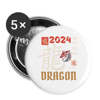 Chinese New Year Year Of The Dragon 2024 - Buttons small 1''/25 mm (5-pack) - white - Front