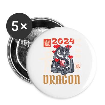 Chinese New Year Year Of The Dragon 2024 - Buttons small 1''/25 mm (5-pack) - white - Front