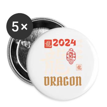Chinese New Year Year Of The Dragon 2024 - Buttons small 1''/25 mm (5-pack) - white - Front