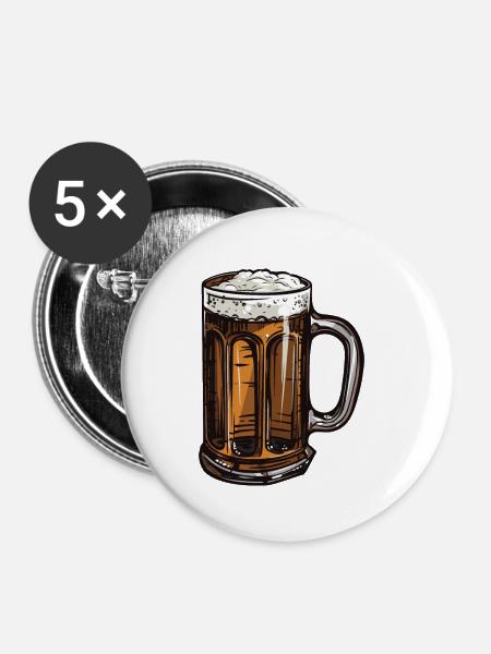 Bierkrug Bier Malz - Buttons klein 25 mm (5er Pack) - Weiß