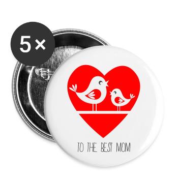 Muttertag - Buttons klein 25 mm (5er Pack) - Weiß - Vorne