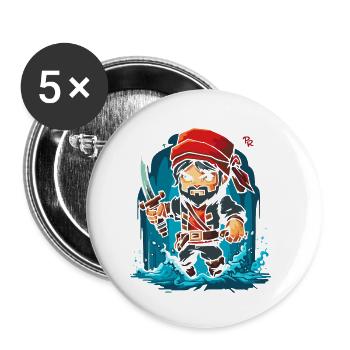 Little Cute Pixel Pirate - Buttons small 1''/25 mm (5-pack) - white - Front