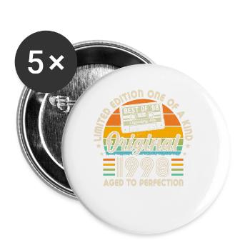 Millésime 1998 Anniversaire - Lot de 5 petits badges (25 mm) - blanc - Devant