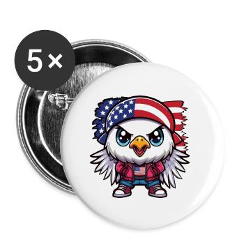 Aigle adolescent drapeau américain - Lot de 5 petits badges (25 mm) - blanc - Devant