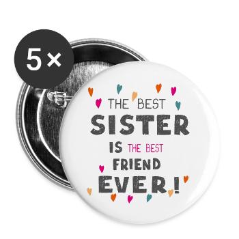 Best Sister Ever - Buttons small 1''/25 mm (5-pack) - white - Front