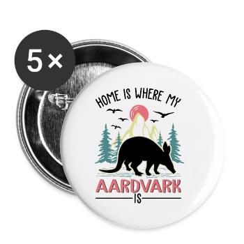 Home is where my aardvark is - Buttons small 1''/25 mm (5-pack) - white - Front