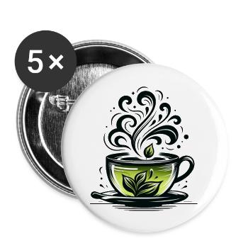 Tea Design - Buttons small 1''/25 mm (5-pack) - white - Front