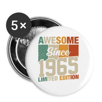 Millésime Année de naissance 1965 – Né légendaire - Lot de 5 petits badges (25 mm) - blanc - Devant
