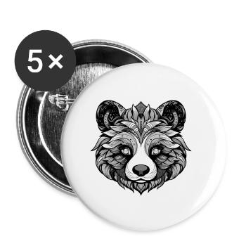 Panda Portrait Head Animal - Buttons small 1''/25 mm (5-pack) - white - Front