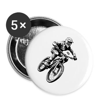 Abfahrt: Mountainbiken bergab - Buttons klein 25 mm (5er Pack) - Weiß - Vorne