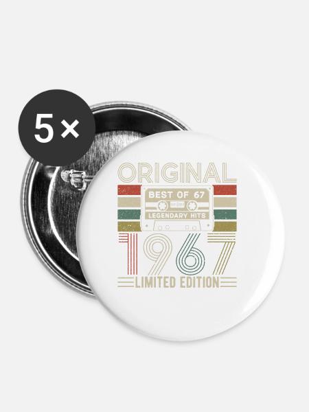 Geboren Legenden '67 - Buttons klein 25 mm (5er Pack) - Weiß