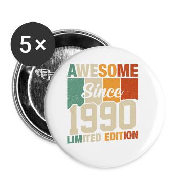 Jahrgang 1990 Legenden - Buttons klein 25 mm (5er Pack) - Weiß - Vorne