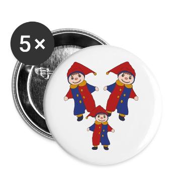 kasperle dreifach - Buttons klein 25 mm (5er Pack) - Weiß - Vorne
