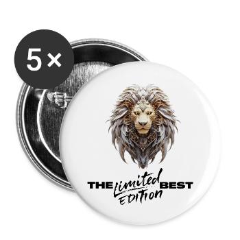 Lion royal en plume doree - Lot de 5 petits badges (25 mm) - blanc - Devant