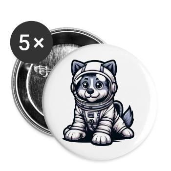 Cute Dog Astronaut - Buttons klein 25 mm (5er Pack) - Weiß - Vorne