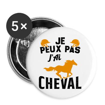 je peux pas jai cheval - Lot de 5 petits badges (25 mm) - blanc - Devant