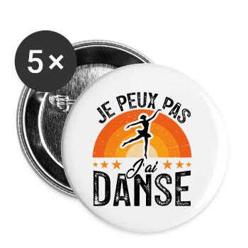 Je peux pas j ai Danse - Lot de 5 petits badges (25 mm) - blanc - Devant