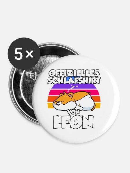 Offizielles Schlafshirt Von Leon - Buttons klein 25 mm (5er Pack) - Weiß