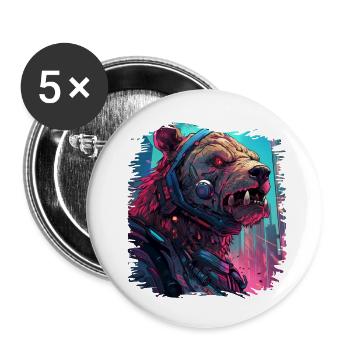 present present idea eco-friendly grizzly mammal - Buttons klein 25 mm (5er Pack) - Weiß - Vorne