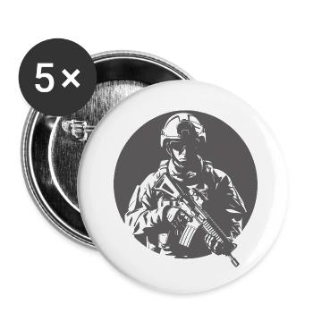 Armée, Guerre, Militaire, Uniforme, Force, Soldat Camouflage - Lot de 5 petits badges (25 mm) - blanc - Devant