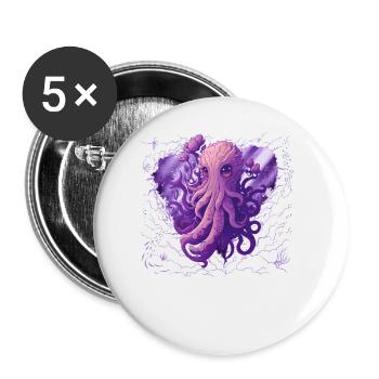 Super Cute Kraken Octopus Pink Palette - Buttons small 1''/25 mm (5-pack) - white - Front