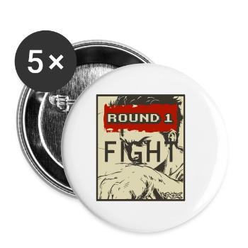 Tournoi d’arts martiaux : Round 1 - Combat - Lot de 5 petits badges (25 mm) - blanc - Devant